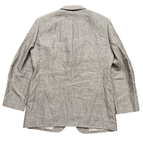 John W. Nordstrom Blazer Jacket Mens 42R (Fits 46R) Linen Vented Gray Striped - Picture 2 of 7